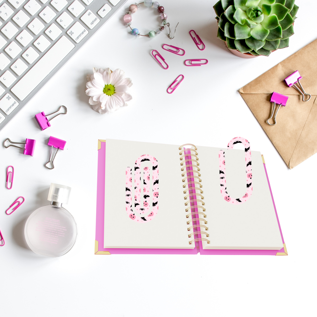 Blush Pumpkin Bats Paperclip