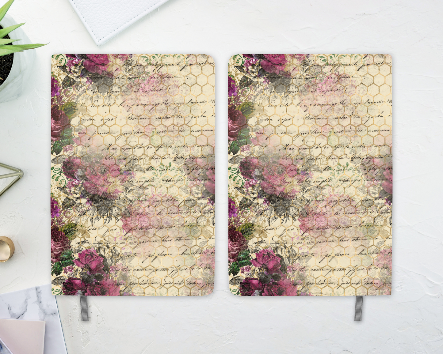 Vintage Floral Script Journal