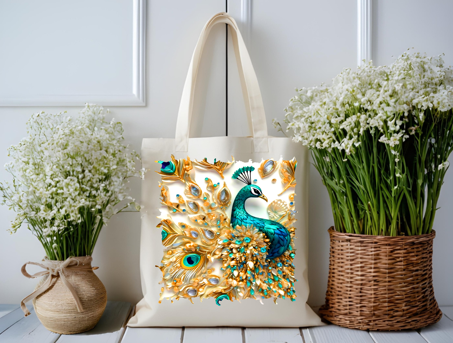 Golden Majesty Peacock Tote Bag