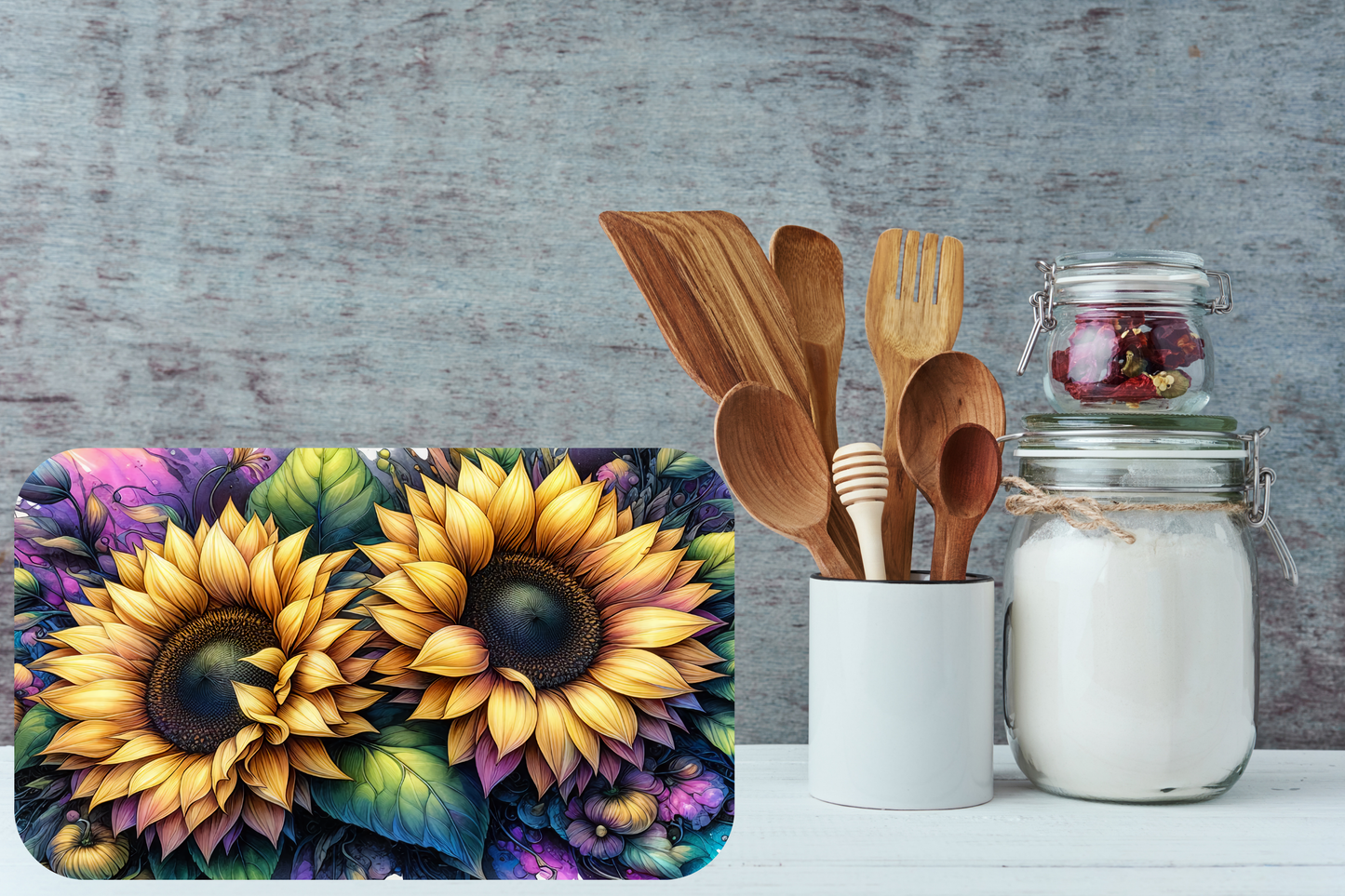 Sunset Bloom Sunflower Cutting Board