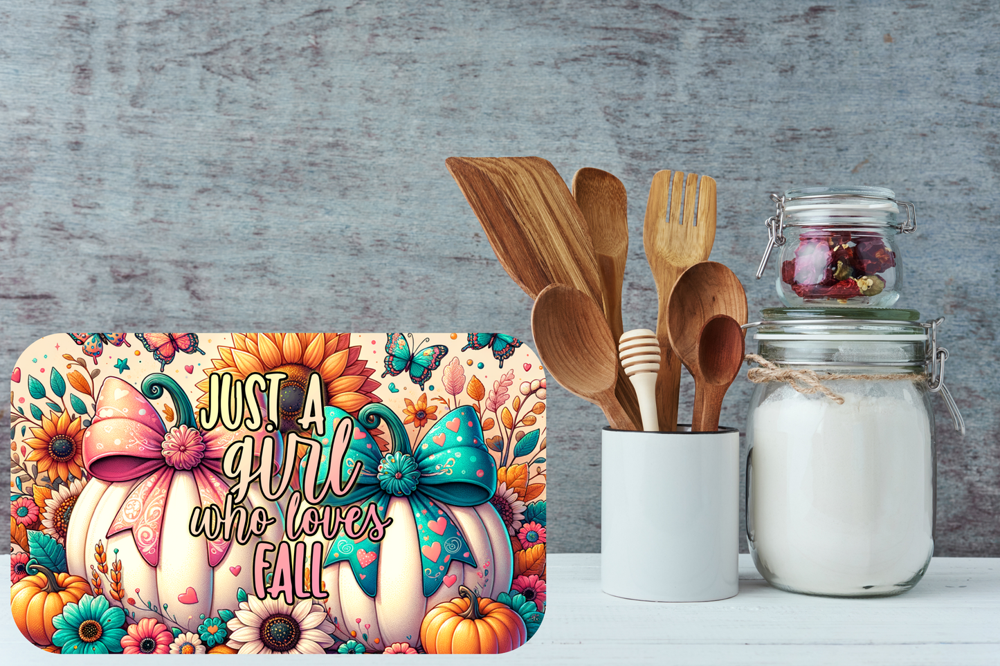Autumn Bloom Pumpkin Cutting Board