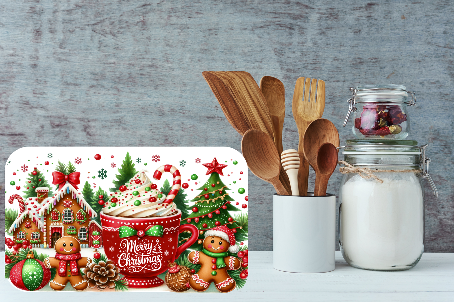 Gingerbread Cocoa Christmas Cutting Board