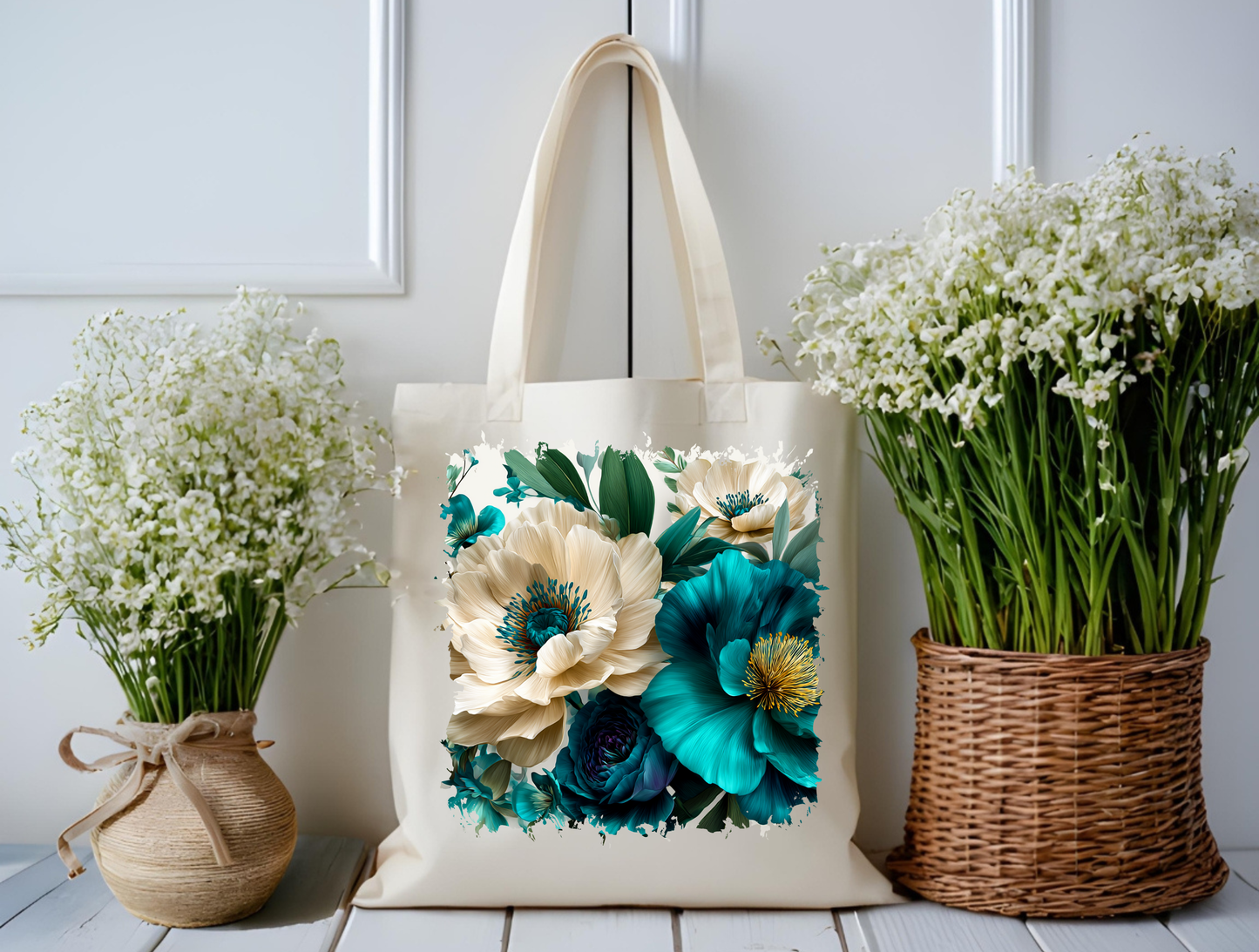 Teal Petal Elegance Tote Bag