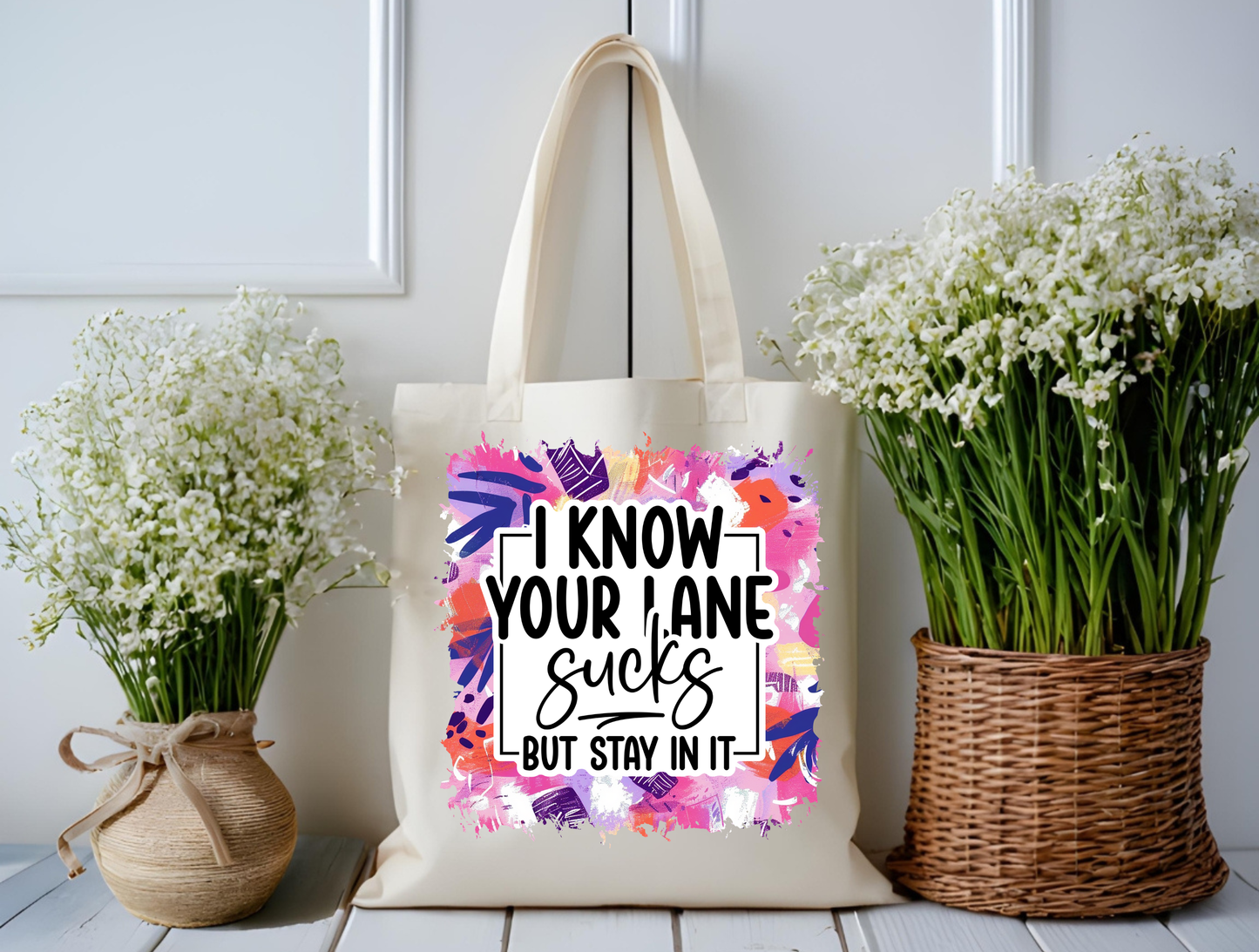 Color Splash Lane Check Tote Bag