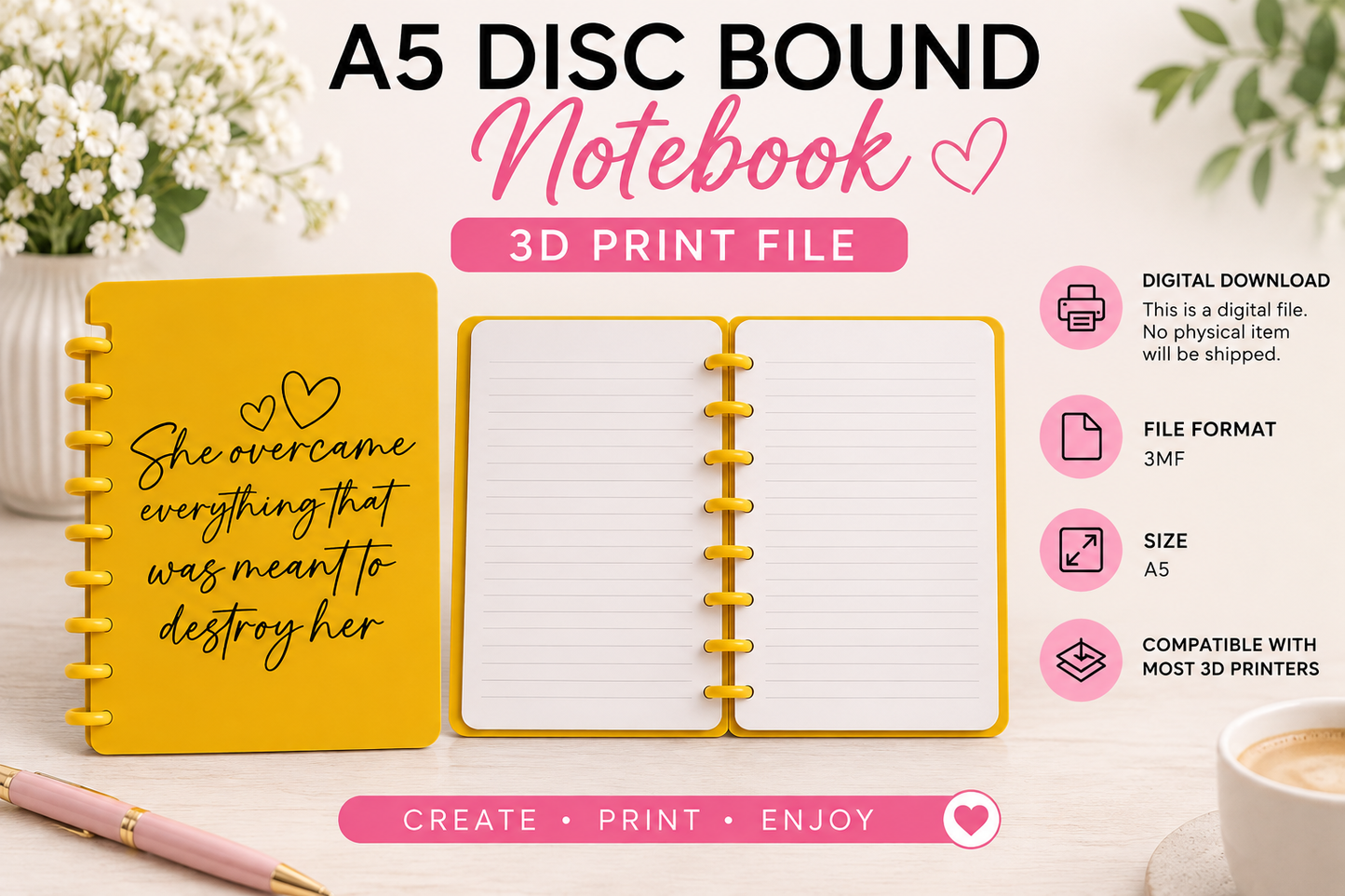 She Overcame Everything A5 Disc Bound Notebook 3MF