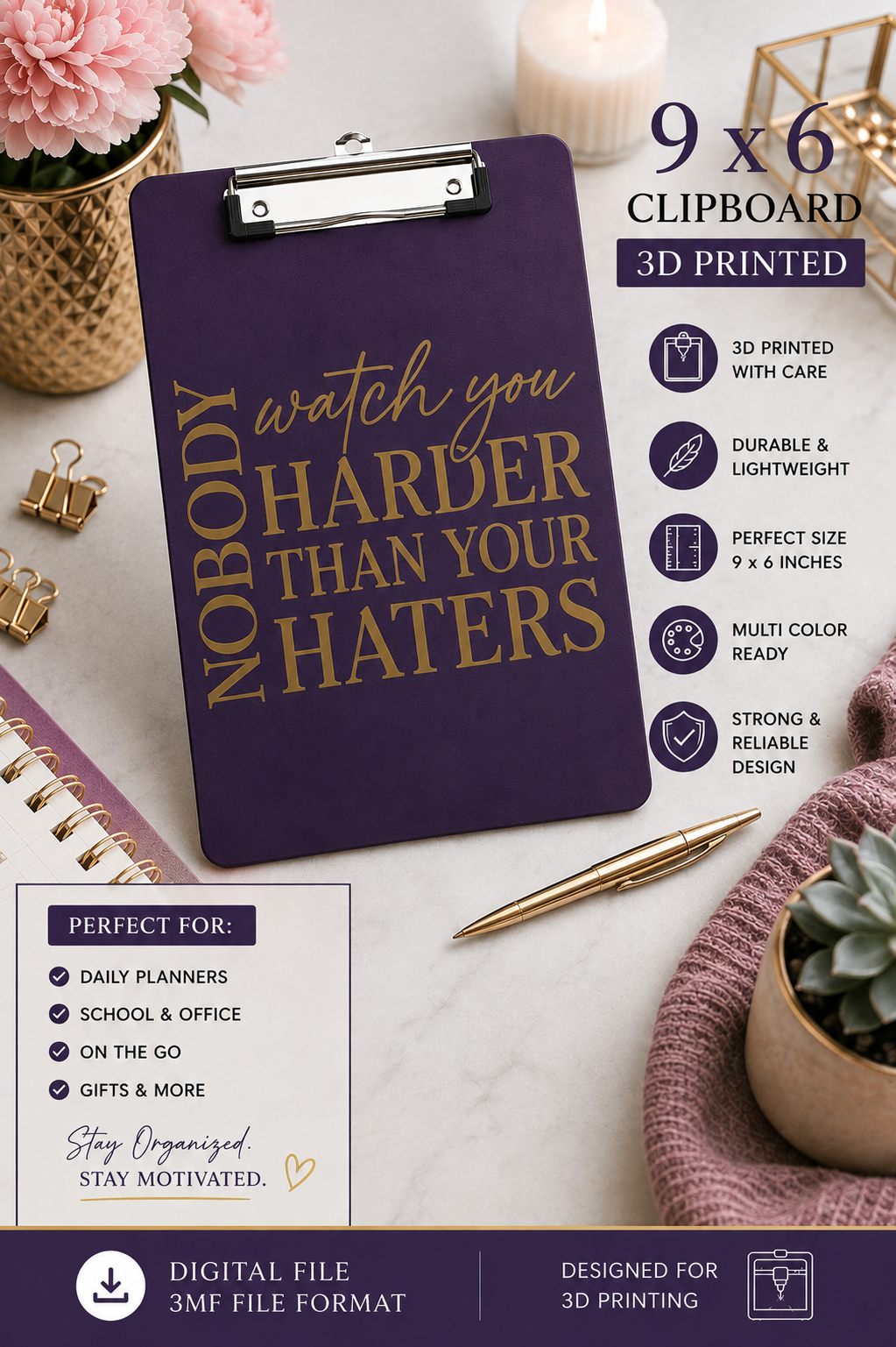 Nobody Watches You Harder Than Your Haters 9x6 Clipboard