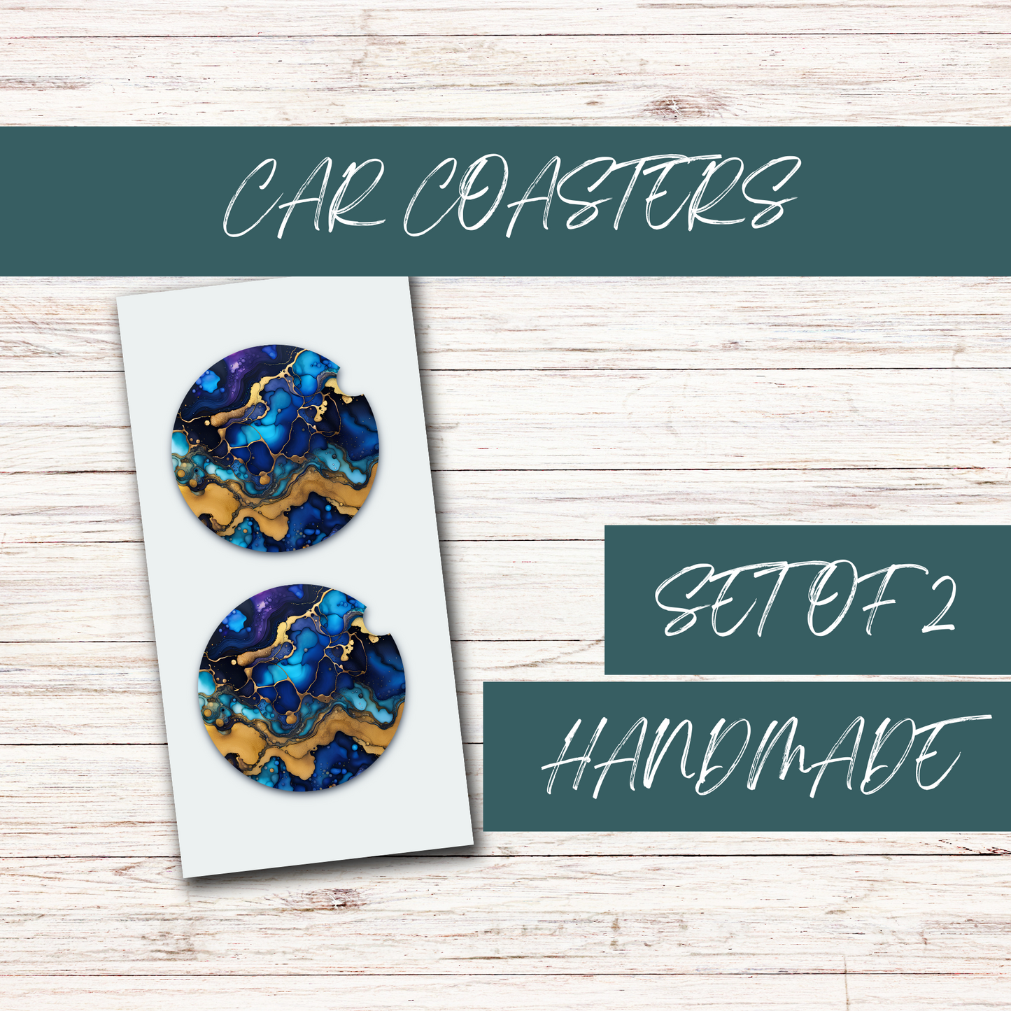 Marble (A) Acrylic Car Coasters (2)