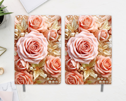Peach Rose & Gold Pearl Elegance Journal