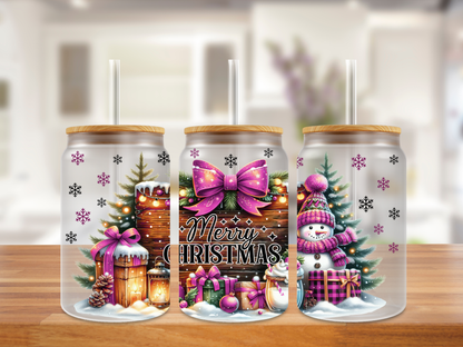 Frosted Lantern Wishes Christmas Glass Can