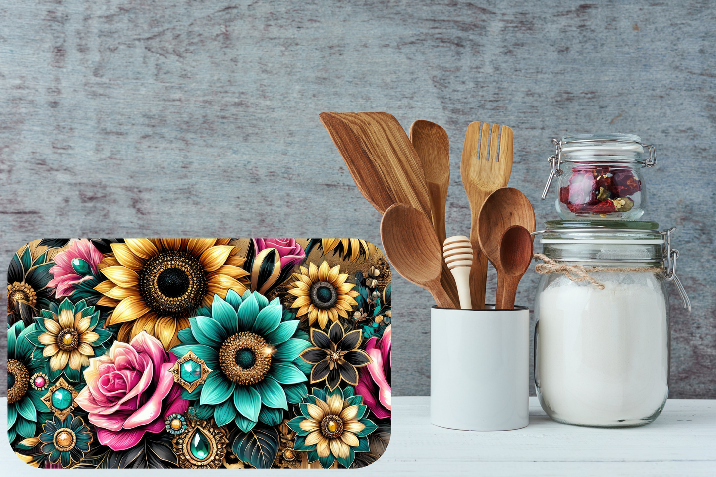 Golden Bloom Elegance Cutting Board