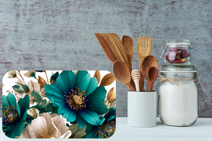 Teal Blossom Serenity Cutting Board