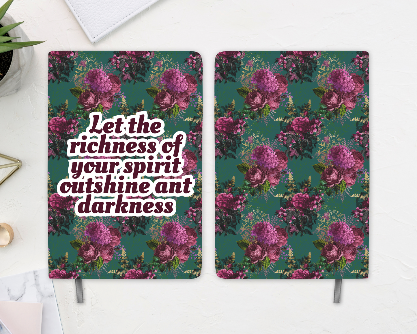 “Outshine the Darkness” Emerald Floral Spirit Journal