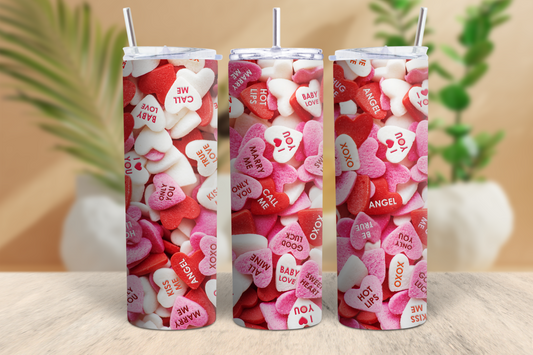 20oz Valentine's Conversation Candy Hearts Tumbler