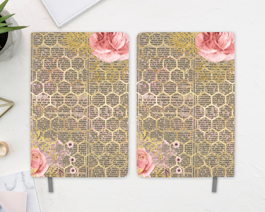 Vintage Script & Rose Gold Honeycomb Journal