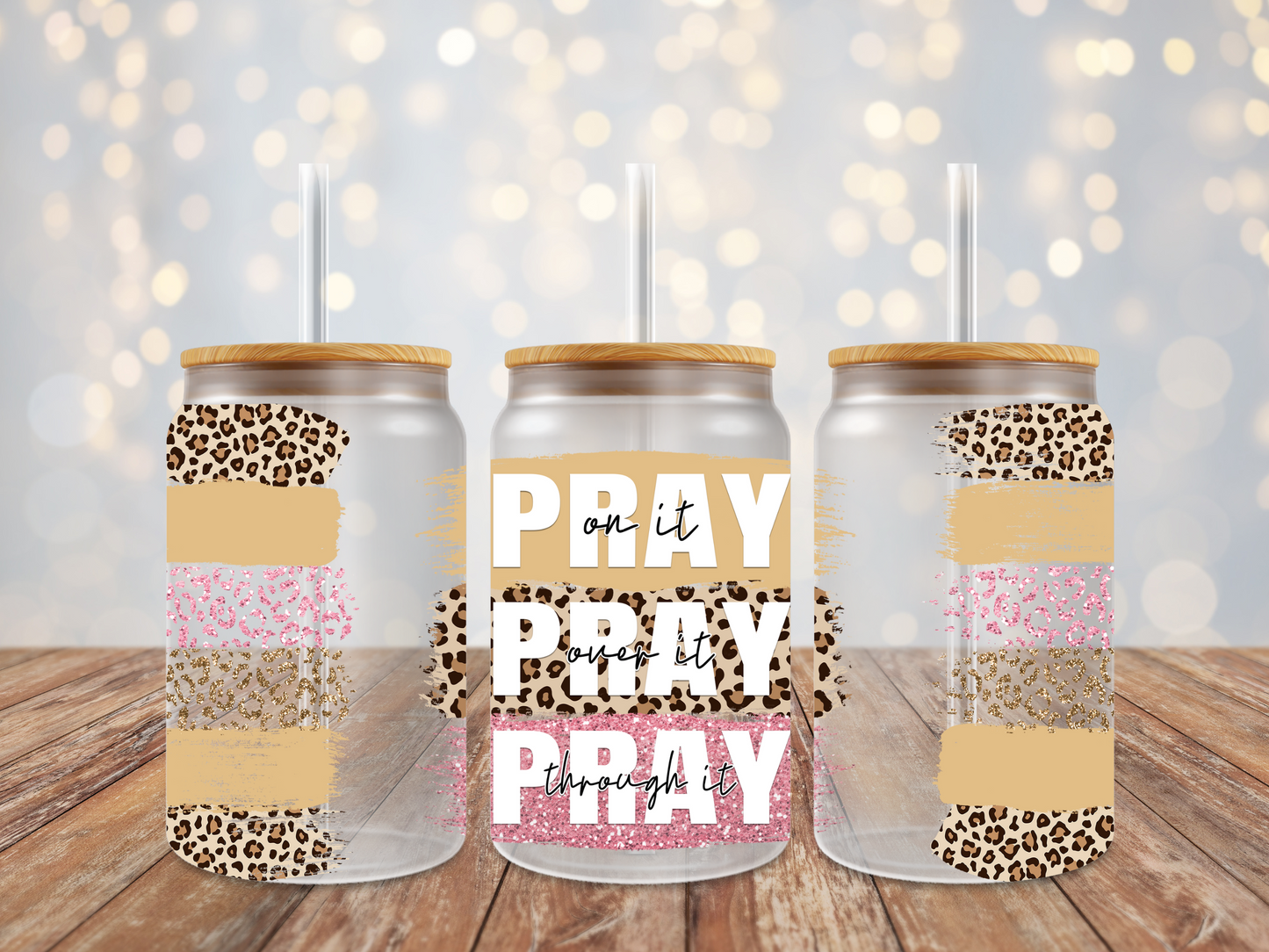 16oz PRAY Frosted Glass Can