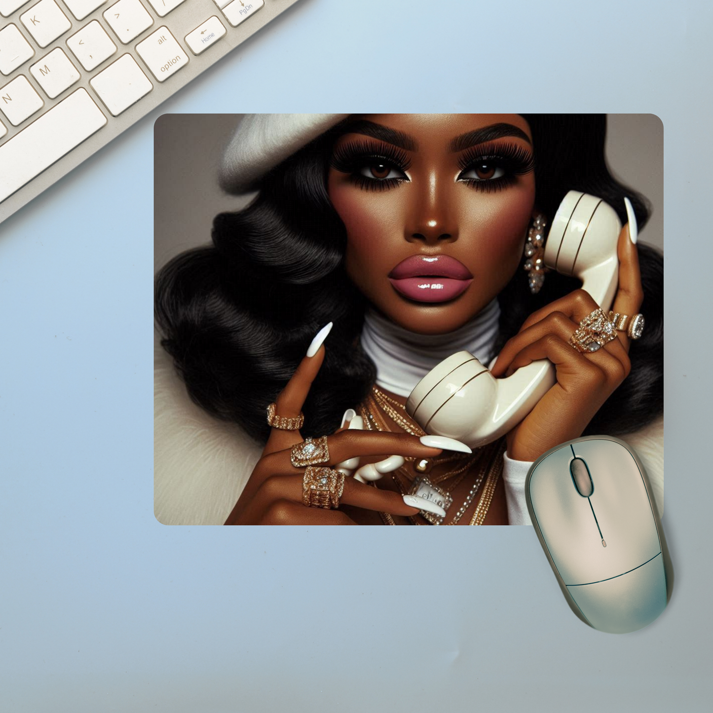 White Sophisticated Woman Mousepad (2)