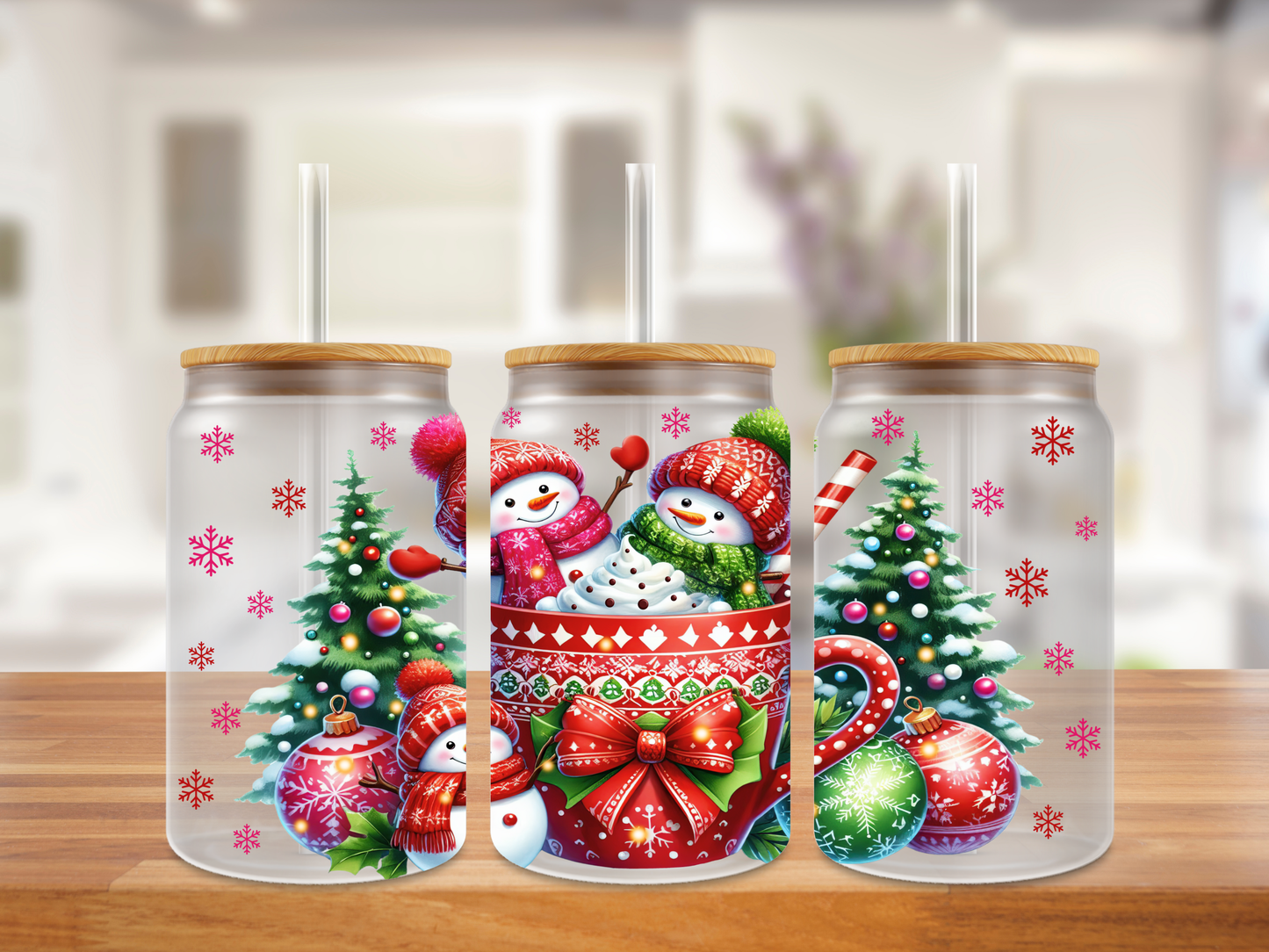 Snowy Sips Christmas Cheer Glass Can