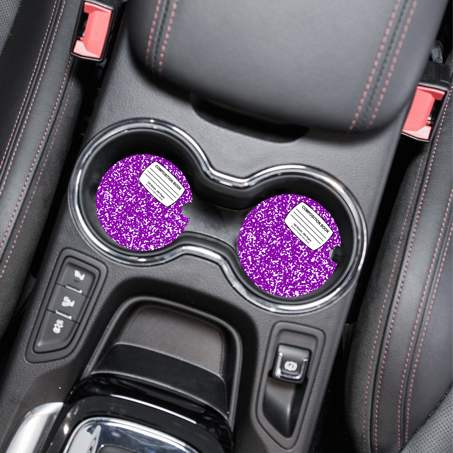 Light Purple Composition Notebook Acrylic Car Coasters (2)