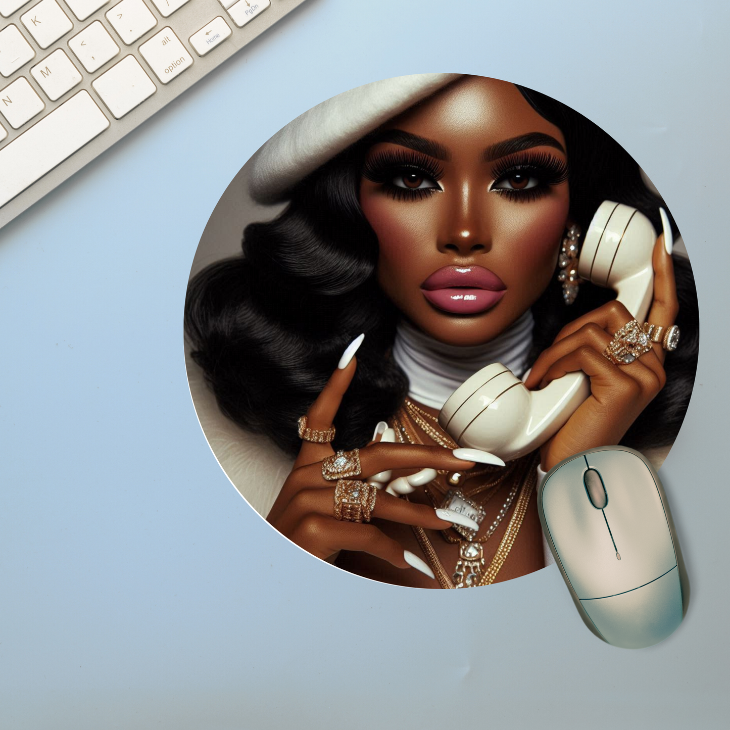 White Sophisticated Woman Mousepad (2)