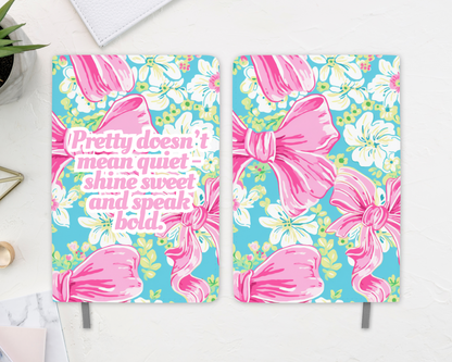 “Shine & Speak Bold” Pink Bow Empowerment Journal