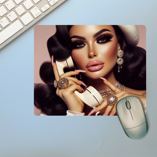 White Sophisticated Woman Mousepad (1)