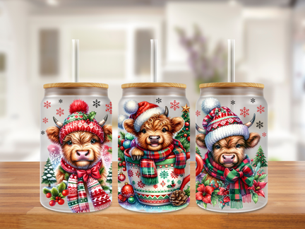 Cozy Highland Christmas Glass Can