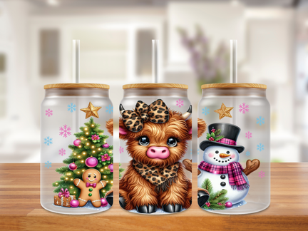 Holiday Friends Frosted Glass Can
