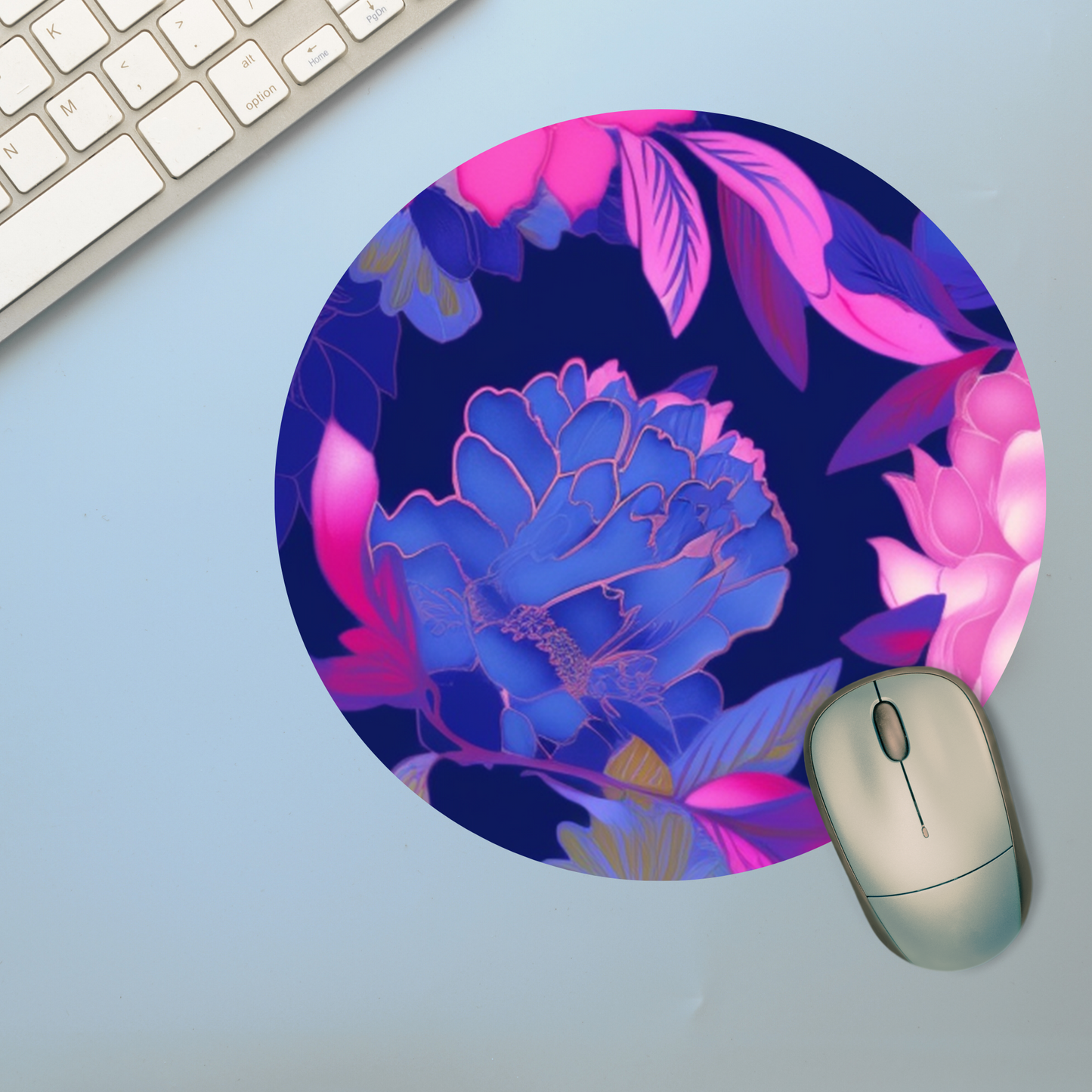 Purple/Pink Flowers Neoprene Mousepad