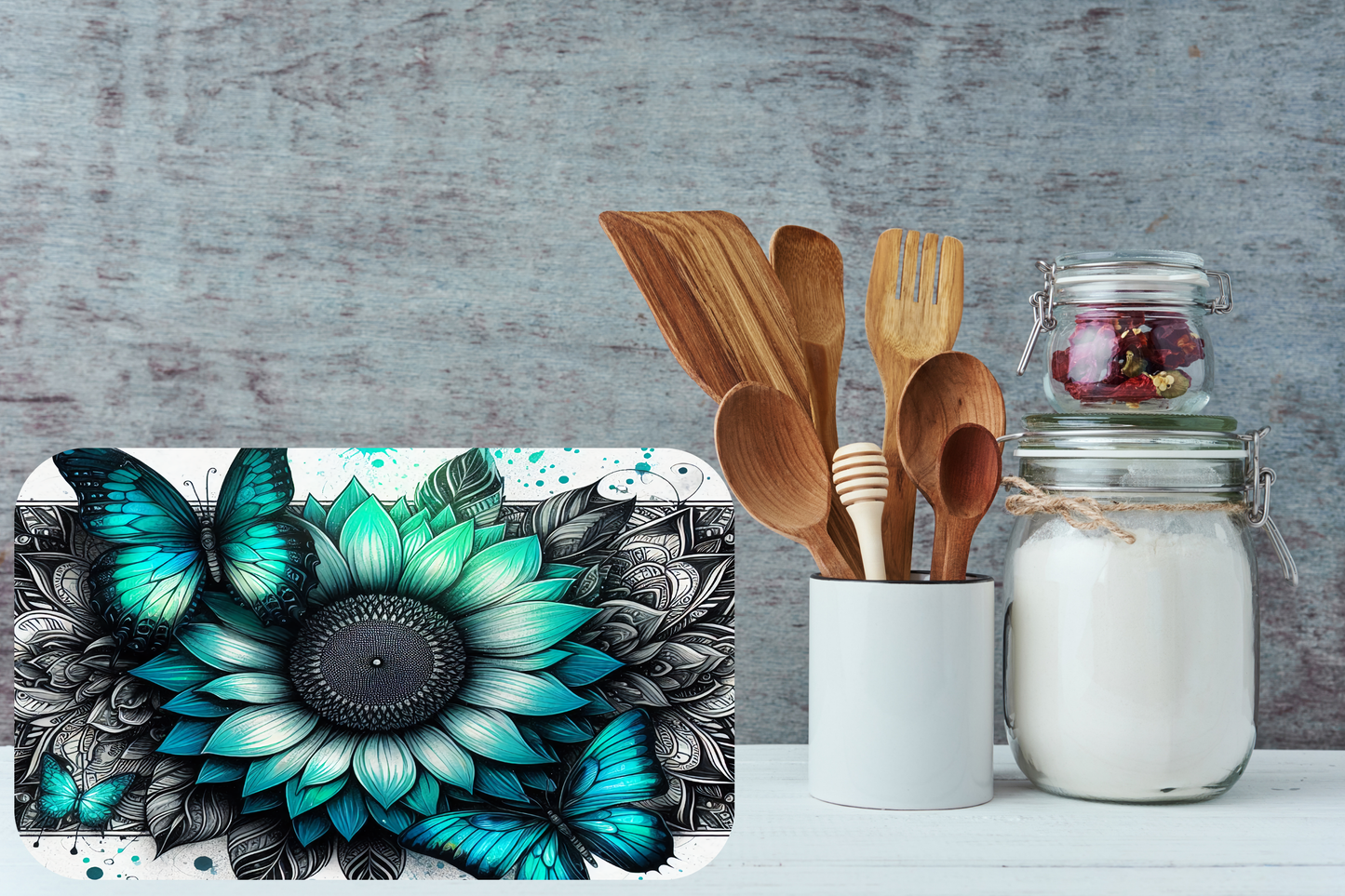 Midnight Bloom Butterfly Cutting Board