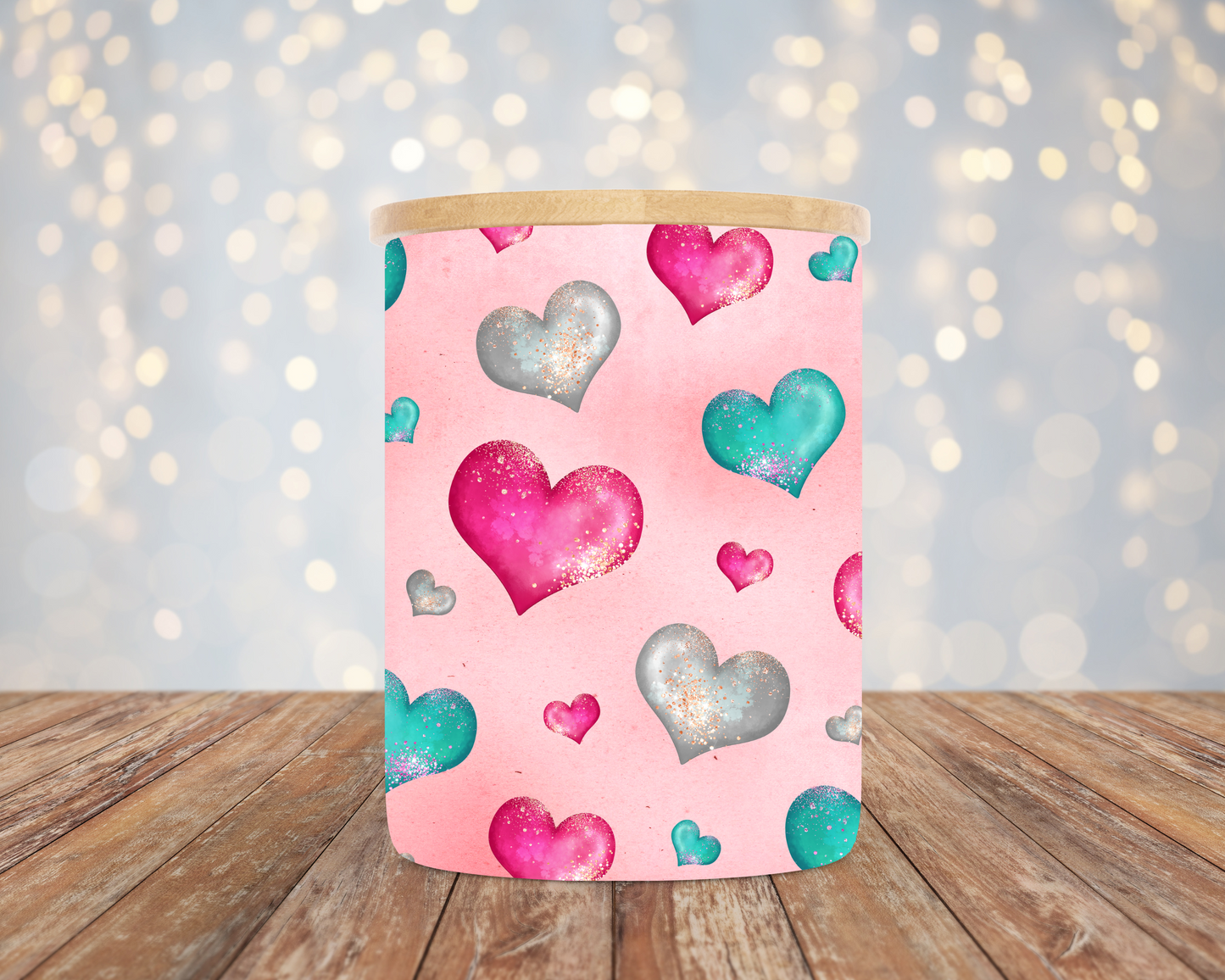 10oz Frosted Hearts Candle/Candy Jar