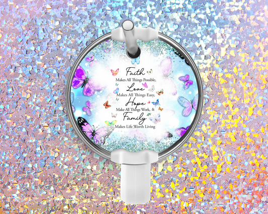 Butterfly Faith Stanley Acrylic Tumbler Topper