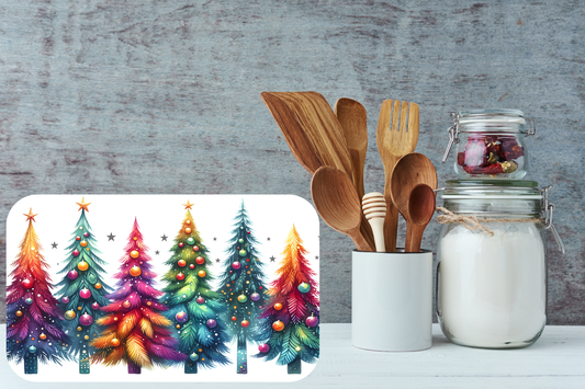 Rainbow Forest Christmas Cutting Board
