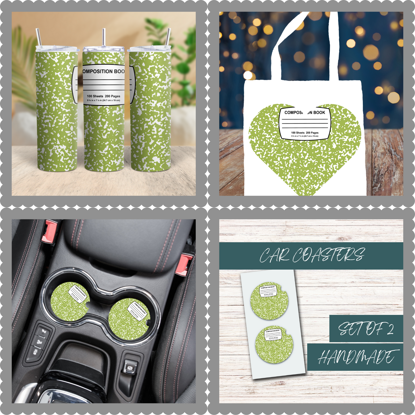 Light Green Composition Notebook Bundle