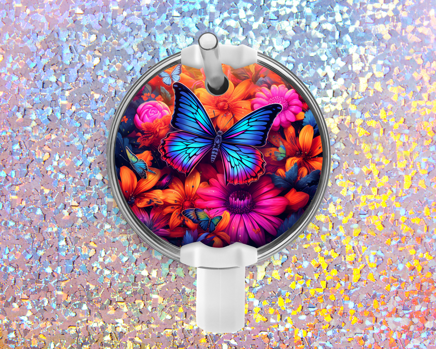 Colorful Butterflies Stanley Acrylic Tumbler Topper