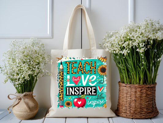 Teach • Love • Inspire Sunflower Teacher Tote Bag