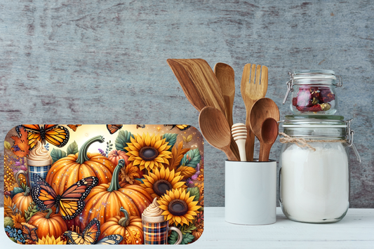 Butterflies & Sunflowers Pumpkin Harvest Cutting Board