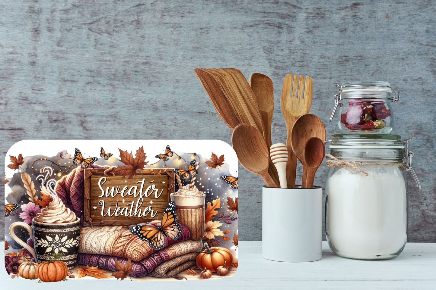 Autumn Whispers Sweater Weather Cutting Board