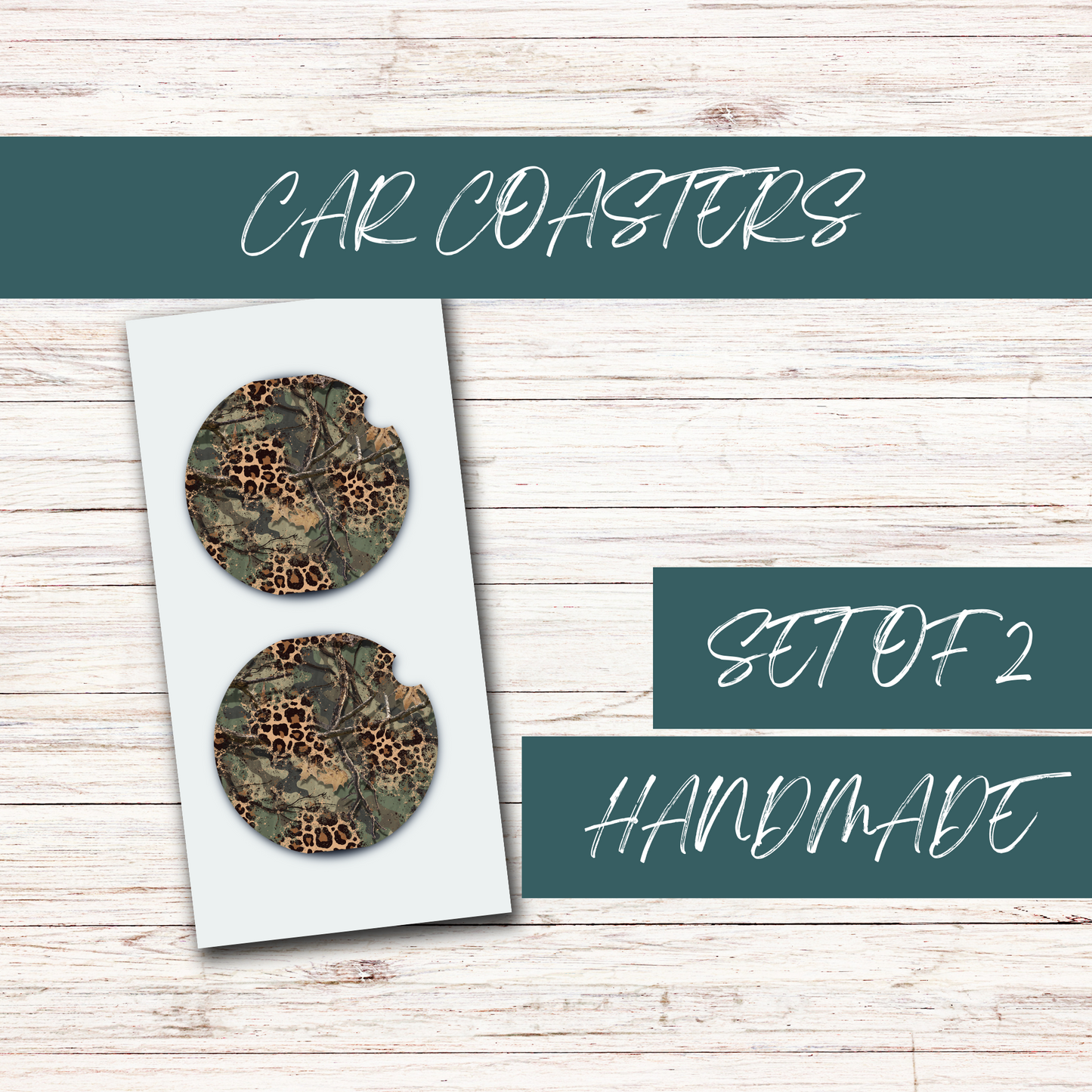 Camo Leopard Acrylic Car Coasters (2)