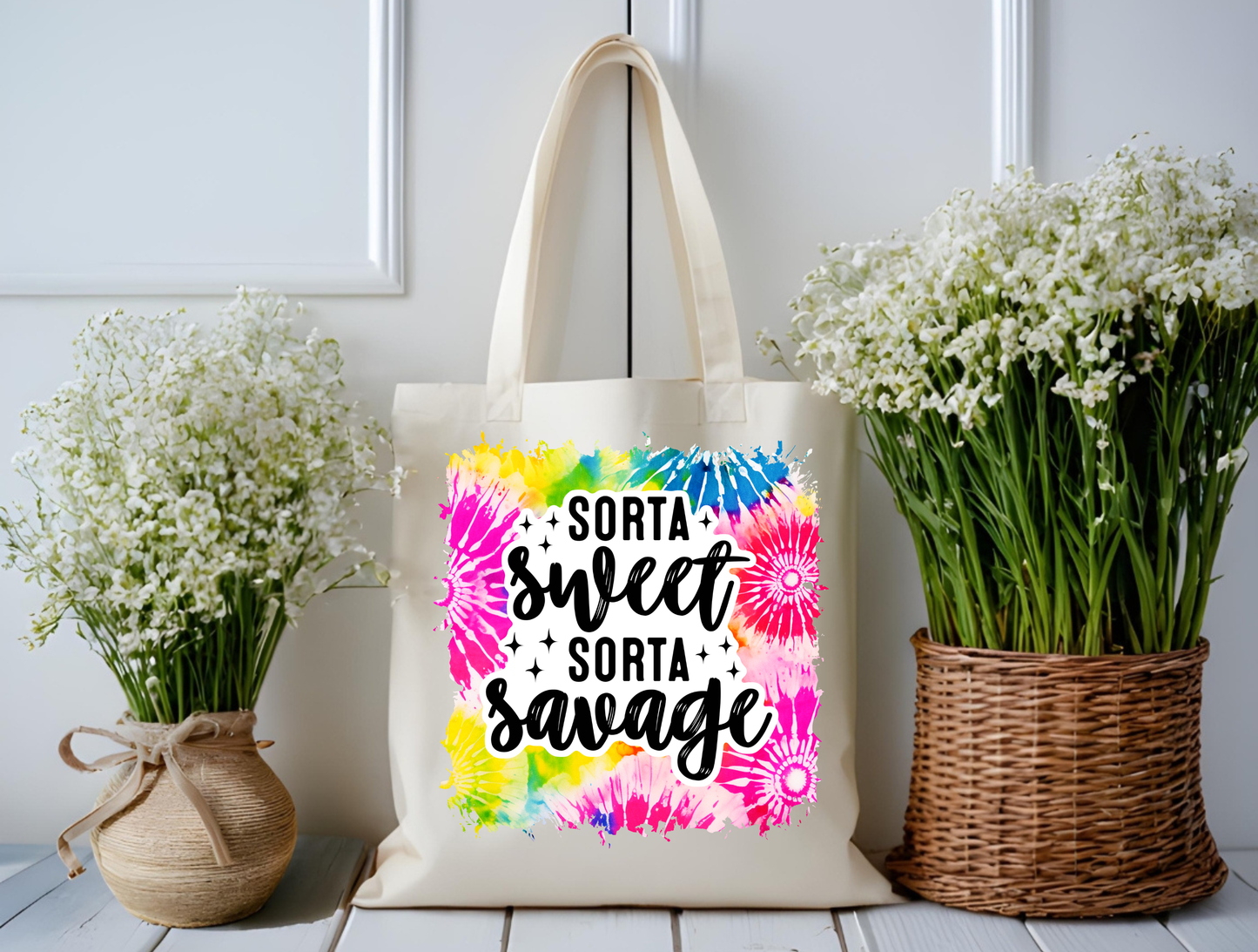 Sweet & Savage Tie-Dye Tote Bag