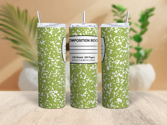 20oz Light Green Composition Notebook Tumbler