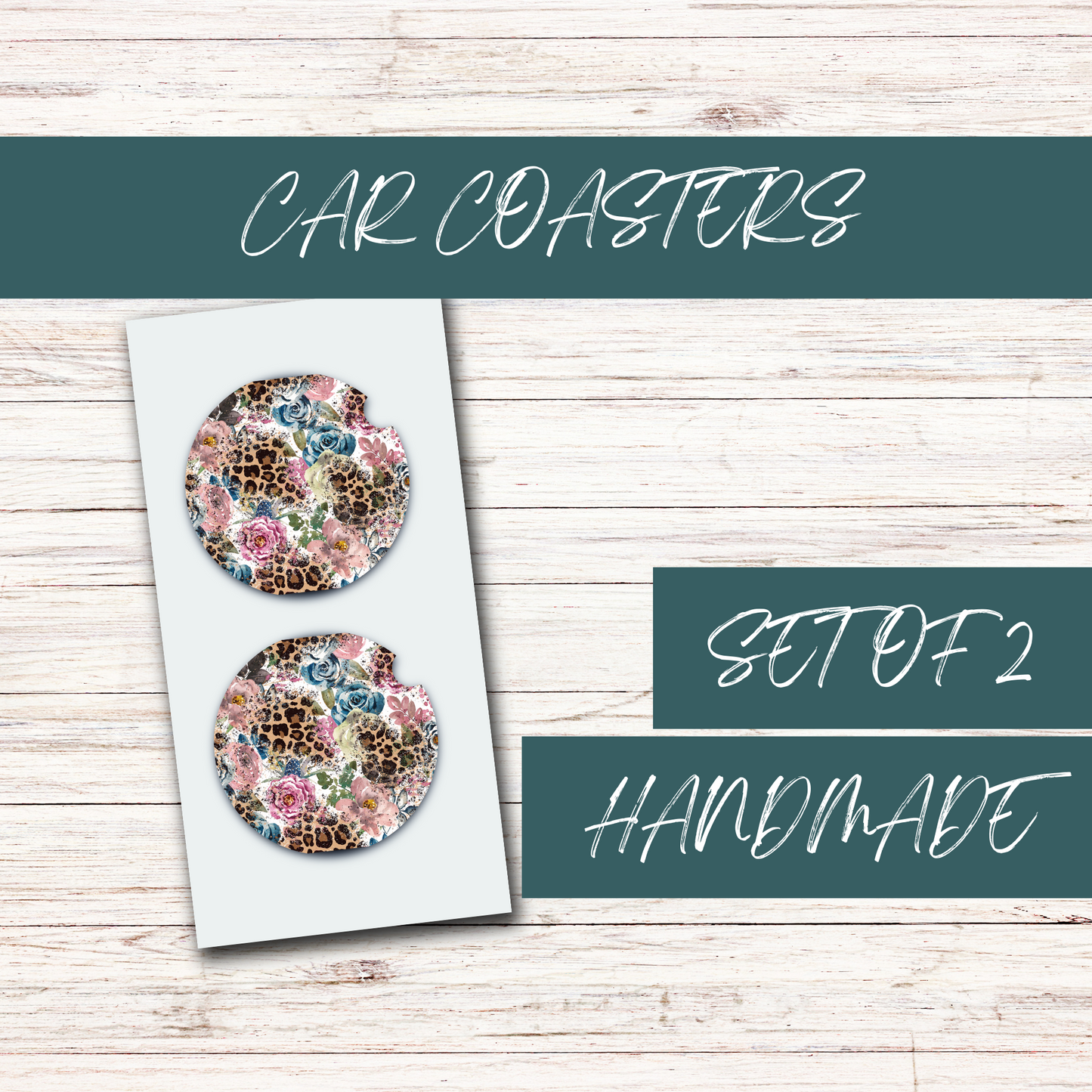 Boho Leopard Acrylic Car Coasters (2)