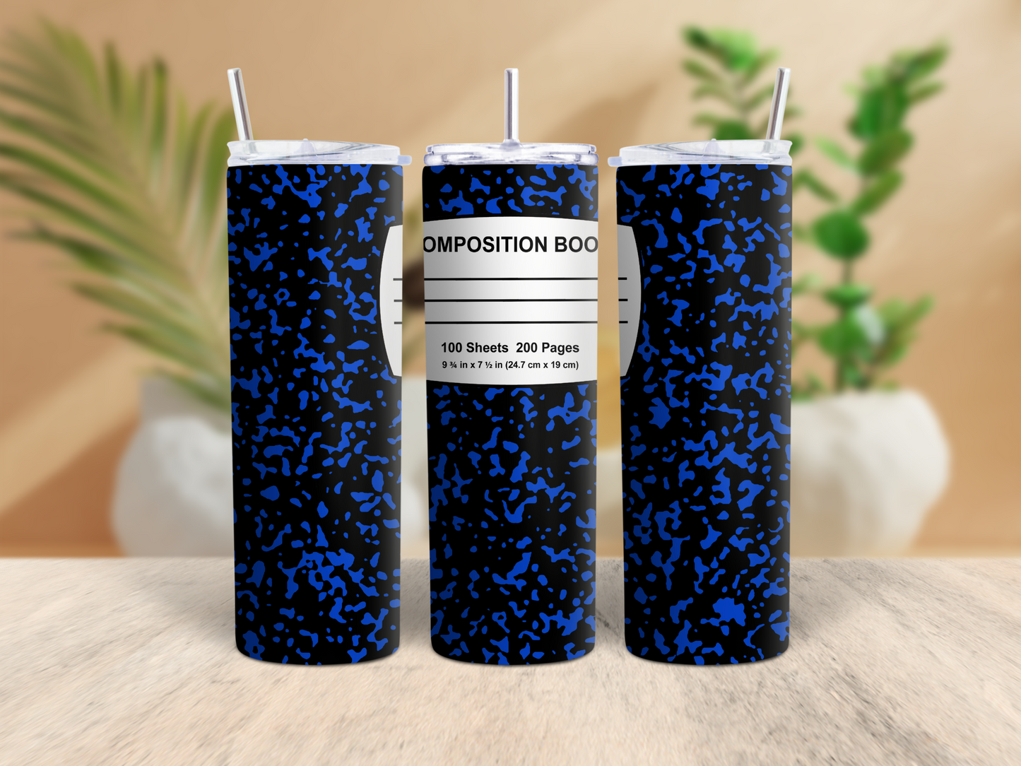 20oz Dark Blue Composition Notebook Tumbler