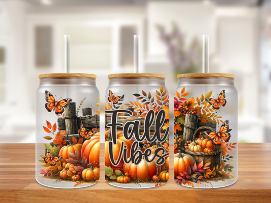 Autumn Monarch Magic Glass Can