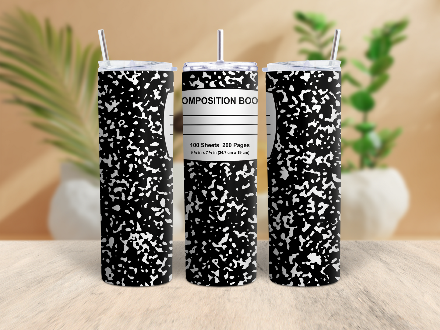 Black Composition Notebook Tumbler