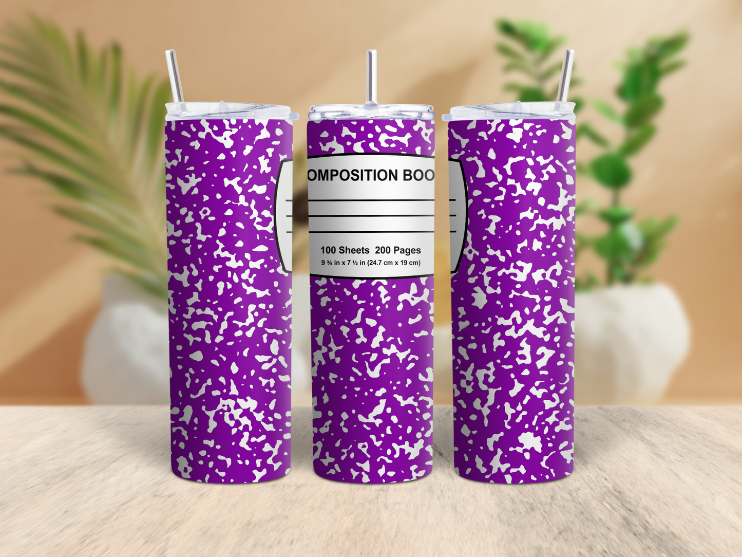 20oz Light Purple Composition Notebook Tumbler