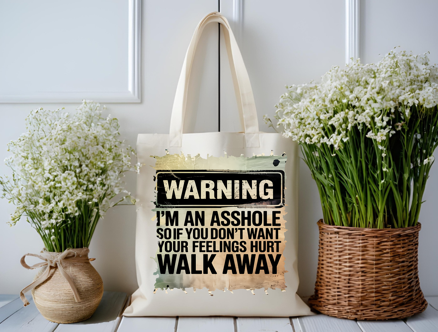 Warning: Walk Away Tote Bag