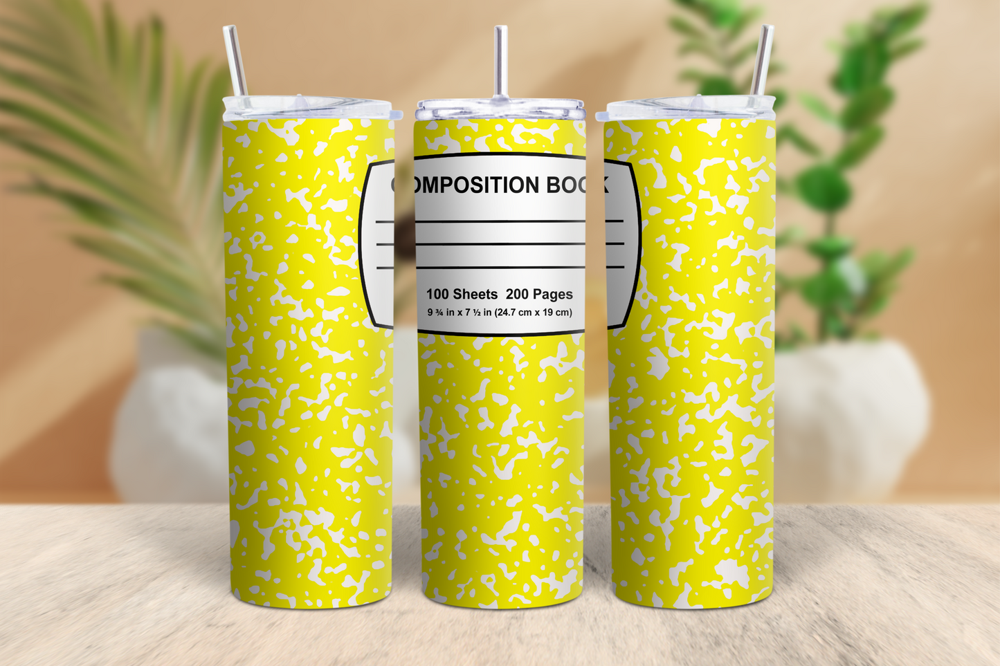 20oz Yellow Composition Notebook Tumbler