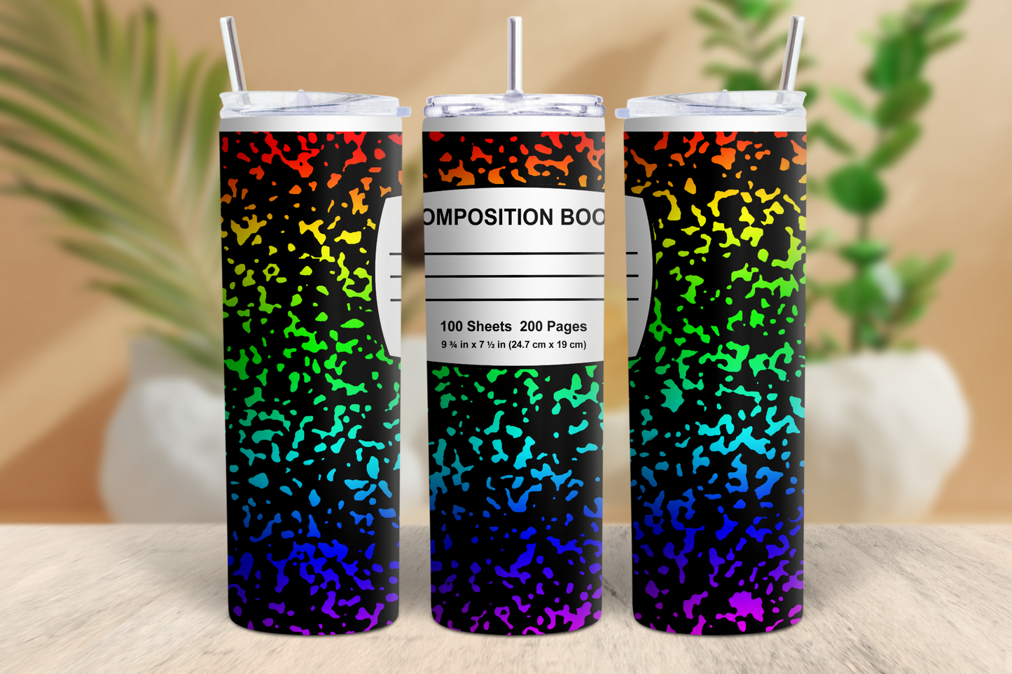 20oz Colorful Composition Notebook Tumbler