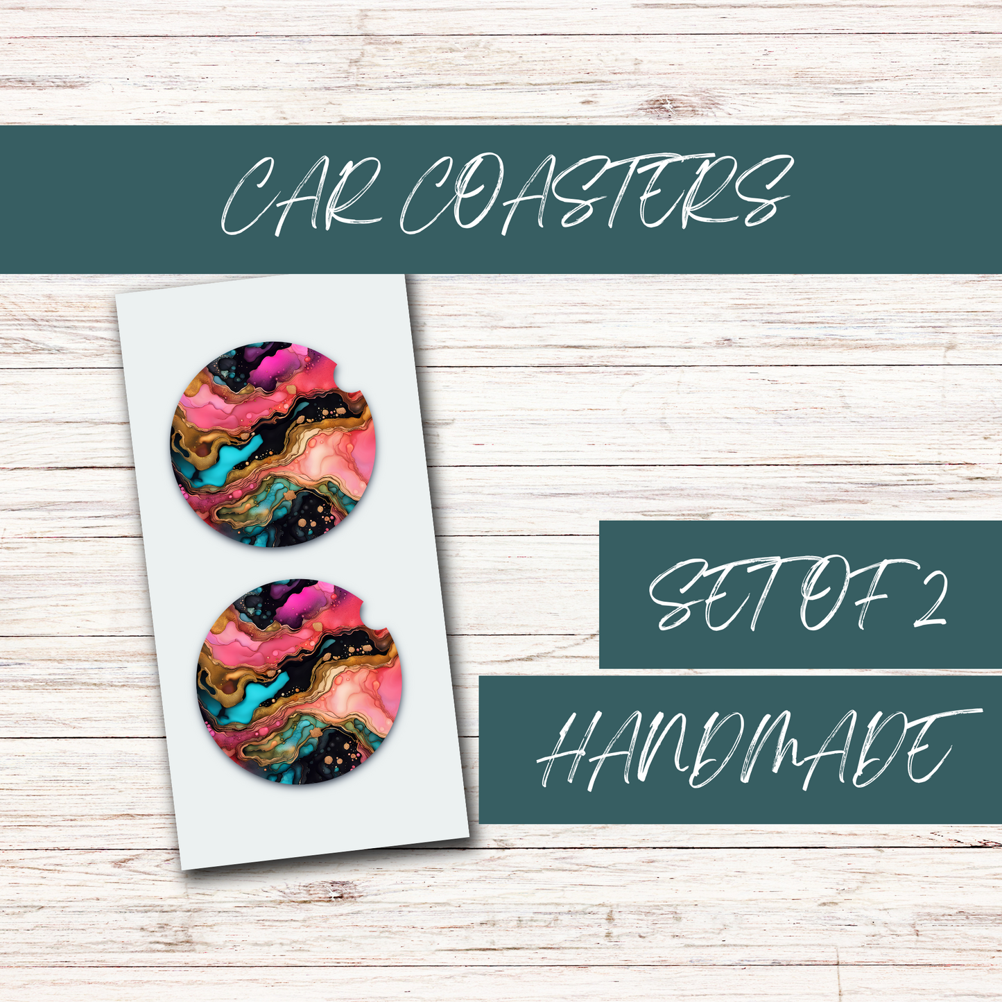 Marble (E) Acrylic Car Coasters (2)