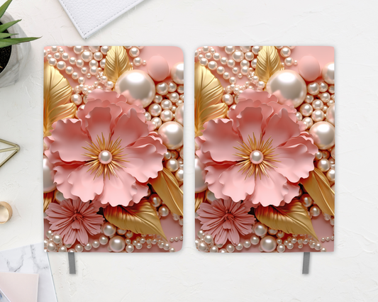 Blush & Gold Luxe Floral Pearl Journal